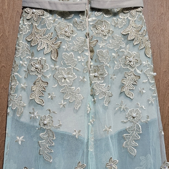 Formal Dress Size 1-4 Teal Blue with Pearls - Picture 5 of 5